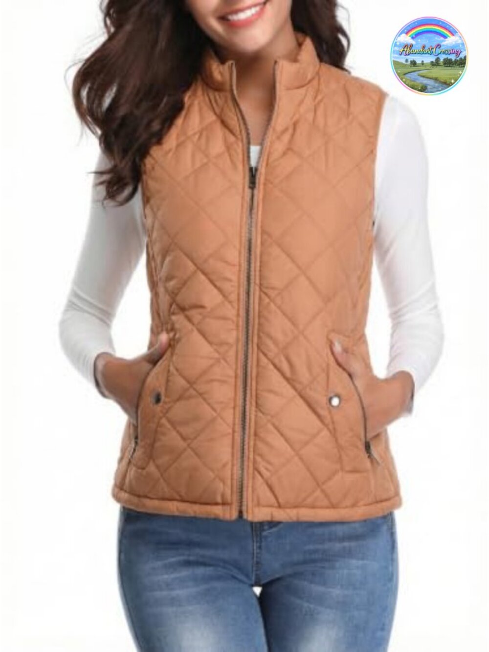 Women's Quilted Puffer Vest Lightweight Zip Up Gilet with Pockets
